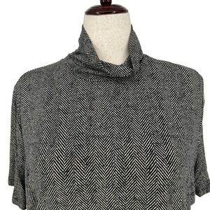Lauren Ralph Lauren Woman 3X Top Black Pearl Chevron Mock Neck Short Sleeve
